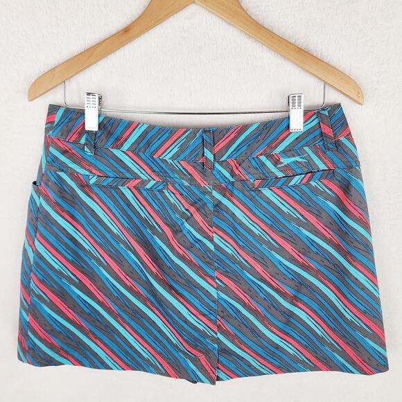 Slazenger Golf Skort Women 6 Blue Grey Pink Geometric 4 Pocket Zip & Snap - Picture 4 of 11